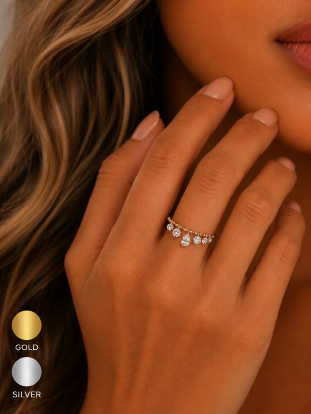 "Belmont" Adjustable Swarovski Crystal Ring